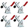 EXLECO Toggle Morsetto 4 Pcs GH-201-B Morsetto Sgancio Rapido Quick Clamp Peso 90KG 198lbs Orizzontale Antiscivolo Attrezzo a Levetta con Manico Rosso