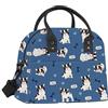 Clastyle Borsa Termica Porta Pranzo Donna Uomo Blu Grande Bulldog, Borsa Frigo Piccola Pranzo Ufficio Adulto con Tracolla