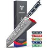 SANMUZUO Coltelli Da Cucina Kiritsuke Damasco 22CM, Coltello da chef Professionale - Coltello da Cuoco Acciaio Damasco da 67 Strati- Impugnatura Resina - Xuan Series (Starry Black)