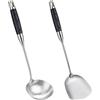 FJNATINH Wok Spatula - Spatola e mestolo, 36-38 cm, lavabile in lavastoviglie, 2 pezzi