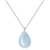 COAI Collana Pietre Naturali Donna, Collana da Donna in Argento 925 con Ciondolo Goccia di Acquamarina