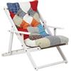 Totò Piccinni Poltrona Sedia SDRAIO HARMONY PATCHWORK Relax struttura in Legno Pieghevole 3 Posizioni MADE IN ITALY (Party, Struttura Bianca)