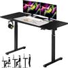 Shally Dogan Scrivania Motorizzata Elettrica Alzabile, Tavolo Regolabile in Altezza Ergonomico, Standing Desk, Gancio Cuffie, Ideale Ufficio e Casa Uso In Piedi o Seduto (Nero, 140 x 60 x 72-117 cm)