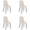 Totò Piccinni Sedia IRELIA in tessuto imbottita con gambe in metallo (Beige/Nero, 4)