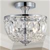 BESTIER Moderno Lampadario semi-incasso in cristallo cromato Illuminazione a LED Lampada a soffitto Lampada per sala da pranzo Bagno Camera da letto Soggiorno 3 Lampadine G9
