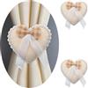 GIRASOLE HOME® Fermatenda Magnetico in Stoffa a Forma di Cuore Imbottito con Fiocco 2 Pezzi (Beige)