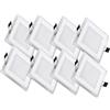 Partenopea® kit 8 Pannelli LED da incasso a soffitto per contro soffitti in cartongesso faretto plafoniera Slim in alluminio e vetro CCT cambia 3 tonalità luce (9 watt, Quadrato)