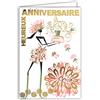 Afie 69-7066 Biglietto Felice Compleanno Donna Figlia Mamma Madre Fiori Bottiglia Profumo Rosa Nero e Oro Dorato Festa Desiderio Luminoso Chic Alla moda