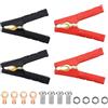 HOMEJOY 4 morsetti a coccodrillo da 200 A, in puro rame, con rivestimento isolante, cavo di avviamento, morsetti per batterie auto, morsetti per batteria, rosso e nero