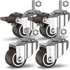 GBL Ruote per Carrello - Set di 4 Ruote per Mobili Piroettanti con 2 Freni - Ø 25 mm - Rotelle Girevoli con Perno Filettato M8 - Ruota Carrello Antigraffio - Capacità di Carico 40 kg