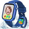 AKUMAKA 4G Smartwatch Bambini, Orologio Telefon per Ragazza e Ragazzo con GPS, IP68 Impermeabile, SOS, Chat Vocale, Telefono, Videochiamate, Modalità Scuola, Sveglia, Contapassi, Album Smart Watch Bambini Blu