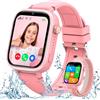 AKUMAKA 4G Smartwatch Bambini, Orologio Telefon Ragazza e Ragazzo con GPS, IP68 Impermeabile, SOS, Chat Vocale, Telefono, Videochiamate, Modalità Scuola, Sveglia, Contapassi, Album, Smart Watch Bambini Rosa