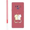 KARTXITAI Cover Compatibile con Samsung Galaxy Note 9, Gatto, abbraccio, amore motivo Custodia con morbida in Silicone TPU con Assorbimento degli Urti e Anti-Graffio-Rosso