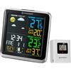 Bresser ClimaTemp TB 7007201 Stazione meteo wireless con sensore da esterno, stazione meteo con display a cristalli liquidi a cristalli liquidi LCD a colori e due sveglie, nero grigio