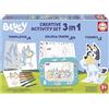 Educa - Set creativo Bluey 3 in 1 con tre attività: dipingere con i numeri, creare 2 figure 3D da decorare e disegnare i personaggi della serie Bluey con gli stencil. Da 3 anni in su (19887)