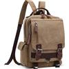 DEEVORCA Uomo Zainetto Moda Tela Zaino Borsa a Tracolla Convertibile per 12.9 Pollici iPad Università Zaino Casuale Viaggio Scuola Quotidiano Lavoro Messaggero Sacchetto Uomo Vintage Backpack Cachi