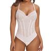SHAPERIN Donna Body Contenitivo Pancia Piatta Pizzo Scollo V Snellente Shapewear Bodysuit Perizoma Intimo Modellante Corsetto Nero M