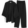 un-brand Kimono Giapponese da Uomo in Cotone Hanfu Abito da Pigiama Antico Plus Size Abbigliamento Zen Abbigliamento taoista (Taglia M, Nero)