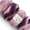 KnitPal Wool Wonders Variegated #4 - Filato spesso pettinato/Aran, 30% lana australiana e 70% acrilico, 4 matasse, 400 g/584 m (rosa prugna)