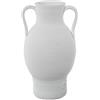 DRW Vaso da tavolo con manici in ceramica sabbia rustica bianca 23x23x40 cm