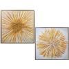 DRW Set di 2 quadri quadrati con un sole con cornice dorata glitter 83 x 3,5 x 83 cm