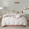 AOJIM Set copripiumino bianco, 100% cotone con stampa floreale rosa, biancheria da letto 3 pezzi (1 copripiumino matrimoniale 90 x 90 con chiusura a cerniera + 2 federe 20 x 26 con papillon)