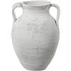 DRW Vaso da tavolo con manici in ceramica bianco e grigio rustico 25x26x36 cm