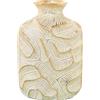 DRW Vaso da tavolo in alluminio con onde dorate 16x9x23 cm