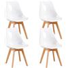 EGGREE Set di 4 Sedie Sala da Pranzo Sedie da Cucina con Gambe in Legno Sedie Ufficio Imbottita in Pelle PU Lucido Moderne Design,Bianco Lucido