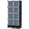 UISEBRT Armadio Cubi Armadietto Portatile Fai da Te, Armadio Modulare Guardaroba Portatile Plastic Organizer Cubo Appendiabiti Portaoggetti, 8 Cubi con anta e scarpiera, Nero con Motivo