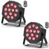 DELIBANG 2 Pezzi Par LED Batteria Ricaricabile, RGBW 12 LED Luci da Palco con Telecomando e Funzione Timer, 8CH Illuminazione Palco per Feste DJ Bar Banda Concerto Club Christmas