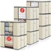 GoMaihe 8 pezzi Grande Capacità Scatole per Armadio 90L, con Manico rinforzato Scatole per vestiti, Contenitori per Armadio Salvaspazio Organizer, Scatole Trasloco contenitori sottoletto Beige.