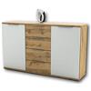 Stella Trading Capri, Cassettiera da camera da letto in simil rovere naturale e bianco, credenza elegantea e originale con chiusura Softclose per la vostra camera da letto, 150 x 90 x 38 cm (L x A x P)