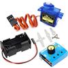 Wishiot Kit tester per servomotore SG90 9g Micro Servo 180 gradi + RC Micro Servo Tester Controller con custodia di alimentazione 4AA Custodia porta batterie con connettore JR