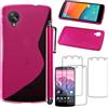 ebestStar - Cover Compatibile con LG Nexus 5 E980 Custodia Protezione S-Line Design Silicone Gel TPU Morbida e Sottile +Penna +3 Pellicole plastica, Rosa [Apparecchio: 137.84 x 69.17 x 8.59mm, 5.5'']