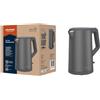 Grundig WK 7340 - Bollitore elettrico, potenza 2150 W, capacità 1,5 l, avvolgicavo, spegnimento automatico, elemento riscaldante nascosto in acciaio inox, Cool Touch con doppia parete, Dark Inox