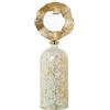 DRW Vaso in vetro con coperchio fisso in alluminio dorato 18x18x67 cm