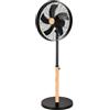 Eden pulse Ventilatore da terra nero/faggio, 3 velocità, 5 pale, fisso o rotante, 85<130x45x39 cm