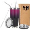 Y·J&H YJH Y·J&H - Tazza da viaggio a doppia parete isolata sottovuoto, in acciaio inox, con 2 coperchi a prova di spruzzi, 2 cannucce e spazzola per la pulizia, senza BPA, viola e nero