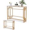 LIFEZEAL Tavolo Console Moderno, Tavolo Consolle, Effetto di Marmo, Tavolo d'Ingresso, Telaio in Metallo, Piedini Regolabili, Salvaspazio, per Corridoio, Soggiorno, Entrata, Max 30kg, 110x30x81cm, Oro