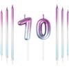 mciskin 70th Compleanno Numero Candele Set Decorazioni Colorate 70 Candele con Viola Blu Lunghe Candele Torta Topper Decorazioni per Ragazzi Ragazze Uomini Donne Festa di Compleanno Anniversario di Nozze