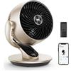 Dreo Ventilatore da tavolo intelligente, 28 dB, diametro di 18 cm, 4 velocità, 5 modalità, timer 12 ore, oscillazione 120°+90°, telecomando vocale, funzione raffreddamento, Lynx S, argento, colore oro