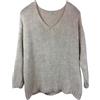 K-Milano Maglione da donna a maglia grossa oversize over Shoulder Pulli con scollo a V in lana/alpaca - misto Made in Italy, Beige chiaro, Taglia unica