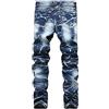 Generic Jeans da uomo per motociclista - Jeans strappati dritti da lavoro, tasche con zip, vestibilità dritta, hip hop, gotico, punk, costume da moto, pantaloni da moto resistenti, jeans da lavoro, Blu, 58