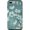 White Cherry Blossom Sakura Flower Custodia per iPhone 7 Plus/8 Plus Fiori bianchi su sfondo blu elegante floreale