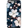 White Cherry Blossom Sakura Flower Custodia per iPhone 7 Plus/8 Plus Fiori bianchi su sfondo blu elegante floreale