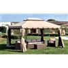 FP-TECH Gazebo da giardino 3X4 in alluminio telo antipioggia zanzariera e camino robusto e ancorabile 3 x 4