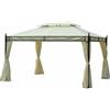 Outsunny Gazebo da Giardino 3x4m con 4 Tende Laterali e Doppio Tetto Crema - Outsunny