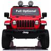 TOYSCAR Macchina Elettrica per Bambini Jeep Wrangler Rubicon Full Optional Auto Elettrica per Bambini Telecomandata 2 posti Sedile in Pelle Porte Apribili Doppio Motore Elettrico 12V (Rossa)