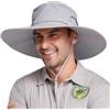 Gisdanchz Cappello Pescatore Uomo Pesca,Cappello Trekking Tesa Larga Estivo Traspirante Cappello Safari Cowboy Militare Cappelli Cappello Sole UV Caccia Canottaggio Impermeabile Uomo,Grigio Chiaro